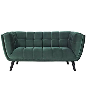 Modway Furniture Bestow Performance Velvet Loveseat - Stylish Green Comfort, Mid-Century Design for Modern Homes EEI-2535-GRN