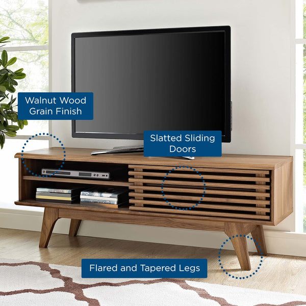 Modway Furniture Render 48" TV Stand by Modway - Mid-Century Modern Design with Stylish Storage & Ventilation Features Walnut EEI-2539-WAL