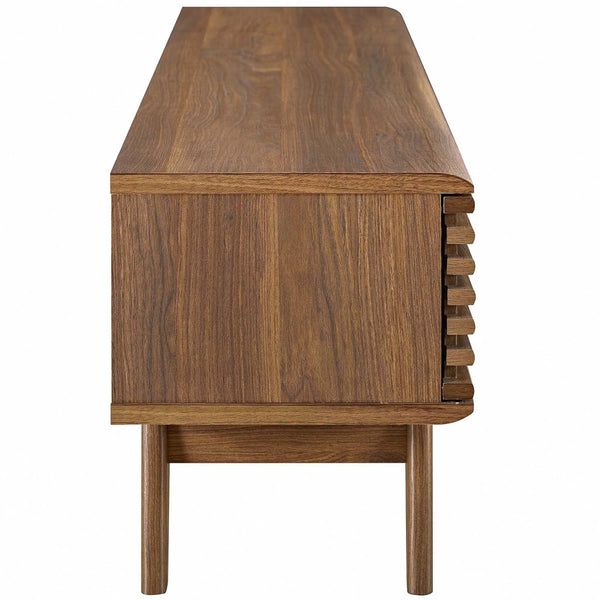 Modway Furniture Render 59" Mid-Century Modern TV Stand - Walnut Finish, Storage Drawer & Cable Management Solutions EEI-2541-WAL