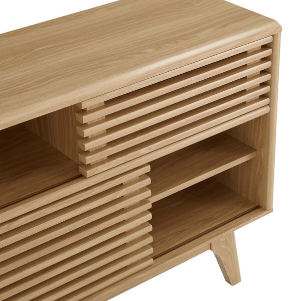 Modway Furniture Render Display Stand - Mid-Century Modern Design with Adjustable Shelves and Cable Management Features Oak EEI-2542-OAK