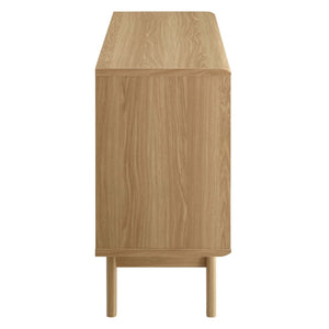 Modway Furniture Render Display Stand - Mid-Century Modern Design with Adjustable Shelves and Cable Management Features Oak EEI-2542-OAK