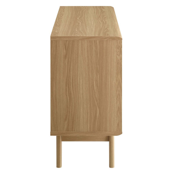 Modway Furniture Render Display Stand - Mid-Century Modern Design with Adjustable Shelves and Cable Management Features Oak EEI-2542-OAK