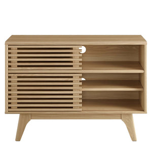 Modway Furniture Render Display Stand - Mid-Century Modern Design with Adjustable Shelves and Cable Management Features Oak EEI-2542-OAK