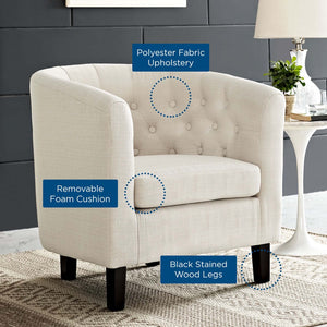 Modway Furniture Prospect Upholstered Armchair - Vintage Elegance Meets Modern Comfort with Timeless Button Tufting Beige EEI-2551-BEI