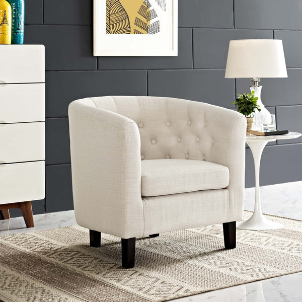 Modway Furniture Prospect Upholstered Armchair - Vintage Elegance Meets Modern Comfort with Timeless Button Tufting Beige EEI-2551-BEI