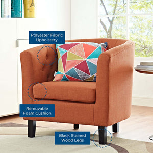 Modway Furniture Prospect Upholstered Armchair - Vintage Elegance Meets Modern Comfort with Timeless Button Tufting Orange EEI-2551-ORA