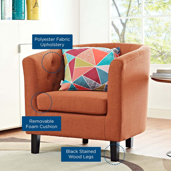 Modway Furniture Prospect Upholstered Armchair - Vintage Elegance Meets Modern Comfort with Timeless Button Tufting Orange EEI-2551-ORA