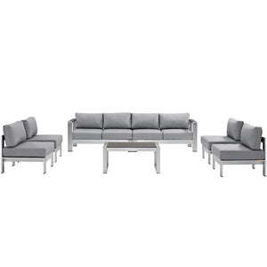 Modway Furniture Shore 7-Piece Modular Outdoor Patio Sectional Sofa Set by Modway for Stylish Gatherings & Comfort Silver Gray EEI-2566-SLV-GRY