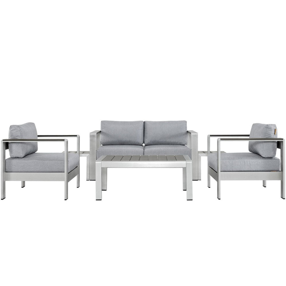 Modway Furniture Shore 6-Piece Outdoor Patio Sectional Sofa Set by Modway - Durable, Stylish, Weather-Resistant Comfort Silver Gray EEI-2568-SLV-GRY
