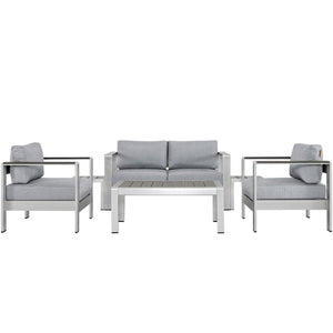 Modway Furniture Shore 6-Piece Outdoor Patio Sectional Sofa Set by Modway - Durable, Stylish, Weather-Resistant Comfort Silver Gray EEI-2568-SLV-GRY
