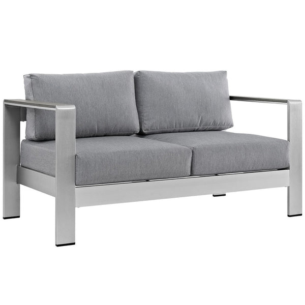 Modway Furniture Shore 6-Piece Outdoor Patio Sectional Sofa Set by Modway - Durable, Stylish, Weather-Resistant Comfort Silver Gray EEI-2568-SLV-GRY