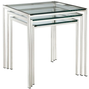 Modway Furniture Nimble Modern Nesting Table Set by Modway - Sleek Stainless Steel & Tempered Glass for Versatile Use EEI-257