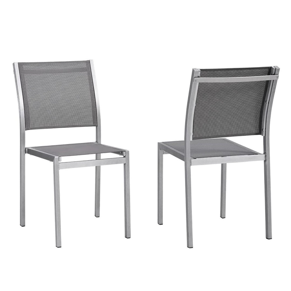 Modway Furniture Shore Outdoor Patio Dining Side Chair Set of 2 - Modern Aluminum Frame for Stylish Comfort Silver Gray EEI-2585-SLV-GRY-SET