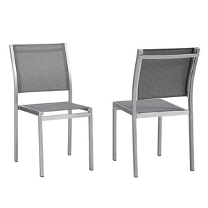 Modway Furniture Shore Outdoor Patio Dining Side Chair Set of 2 - Modern Aluminum Frame for Stylish Comfort Silver Gray EEI-2585-SLV-GRY-SET