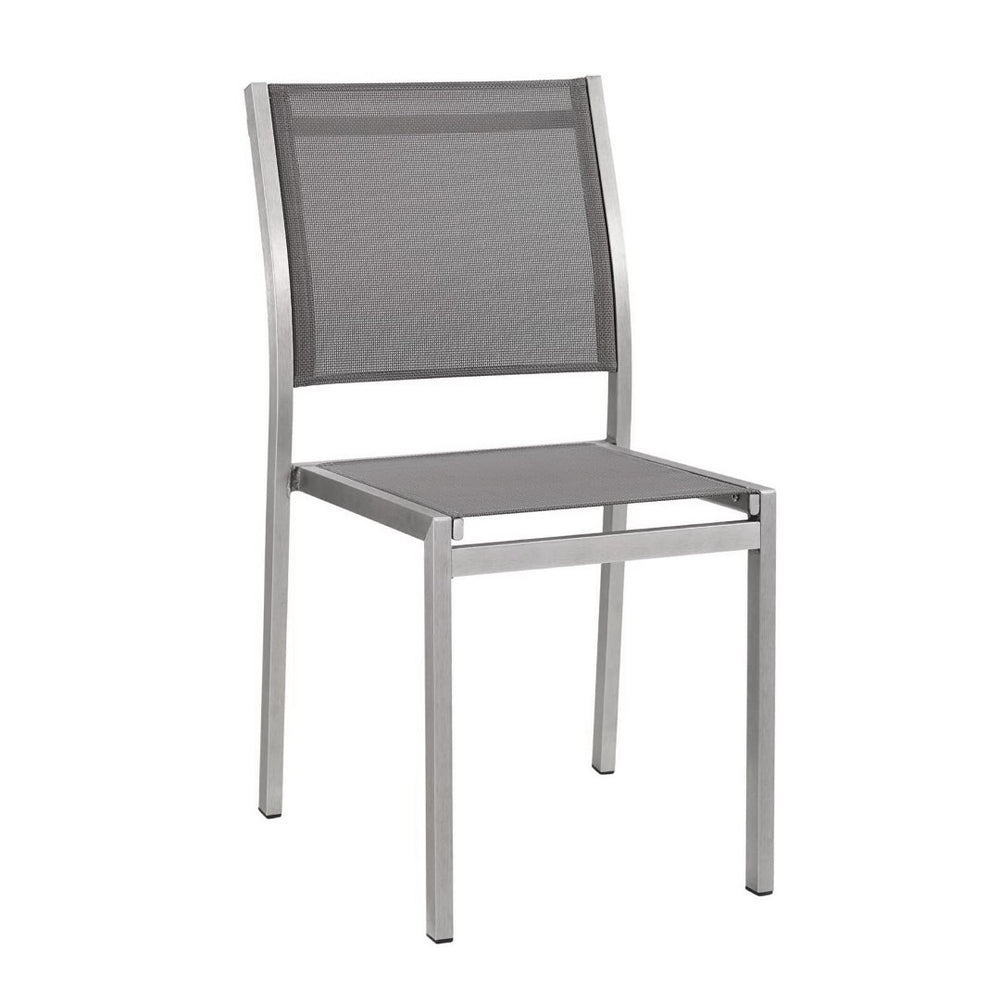 Modway Furniture Shore Outdoor Patio Dining Side Chair Set of 2 - Modern Aluminum Frame for Stylish Comfort Silver Gray EEI-2585-SLV-GRY-SET