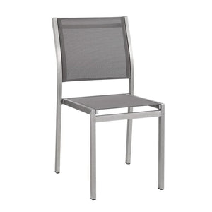 Modway Furniture Shore Outdoor Patio Dining Side Chair Set of 2 - Modern Aluminum Frame for Stylish Comfort Silver Gray EEI-2585-SLV-GRY-SET