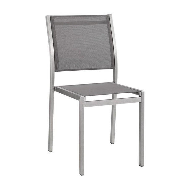 Modway Furniture Shore Outdoor Patio Dining Side Chair Set of 2 - Modern Aluminum Frame for Stylish Comfort Silver Gray EEI-2585-SLV-GRY-SET