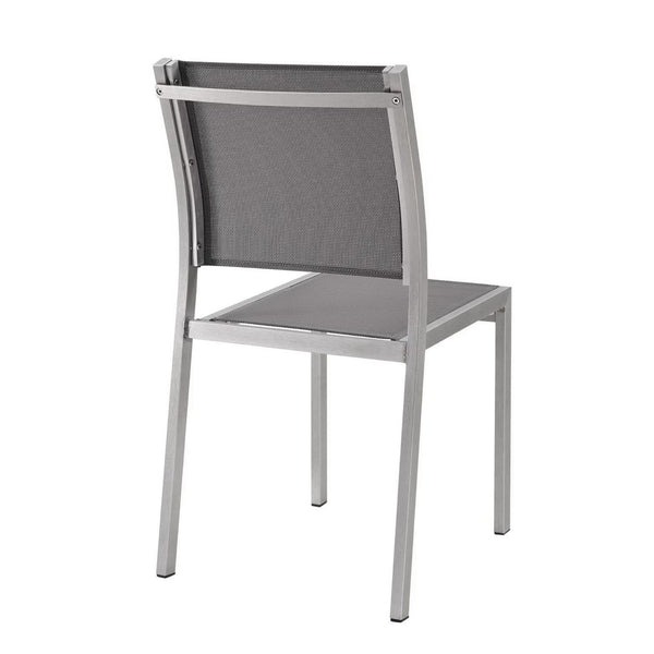 Modway Furniture Shore Outdoor Patio Dining Side Chair Set of 2 - Modern Aluminum Frame for Stylish Comfort Silver Gray EEI-2585-SLV-GRY-SET