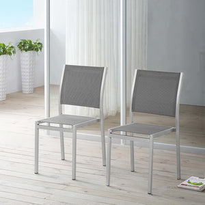 Modway Furniture Shore Outdoor Patio Dining Side Chair Set of 2 - Modern Aluminum Frame for Stylish Comfort Silver Gray EEI-2585-SLV-GRY-SET