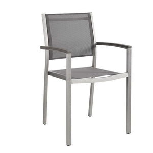 Modway Furniture Shore Outdoor Patio Dining Arm Chair Set of 2 - Modern, Durable Aluminum for Effortless Comfort Silver Gray EEI-2586-SLV-GRY-SET