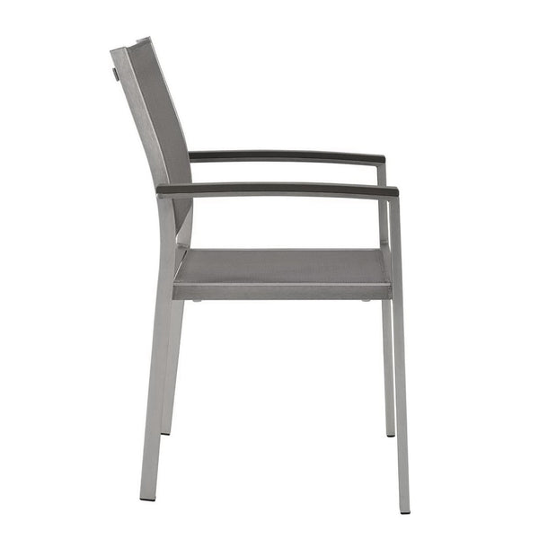 Modway Furniture Shore Outdoor Patio Dining Arm Chair Set of 2 - Modern, Durable Aluminum for Effortless Comfort Silver Gray EEI-2586-SLV-GRY-SET
