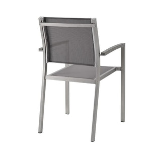 Modway Furniture Shore Outdoor Patio Dining Arm Chair Set of 2 - Modern, Durable Aluminum for Effortless Comfort Silver Gray EEI-2586-SLV-GRY-SET