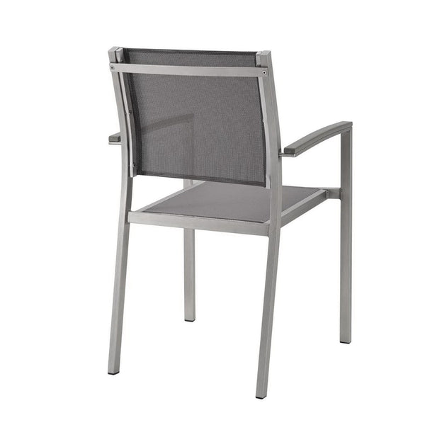 Modway Furniture Shore Outdoor Patio Dining Arm Chair Set of 2 - Modern, Durable Aluminum for Effortless Comfort Silver Gray EEI-2586-SLV-GRY-SET