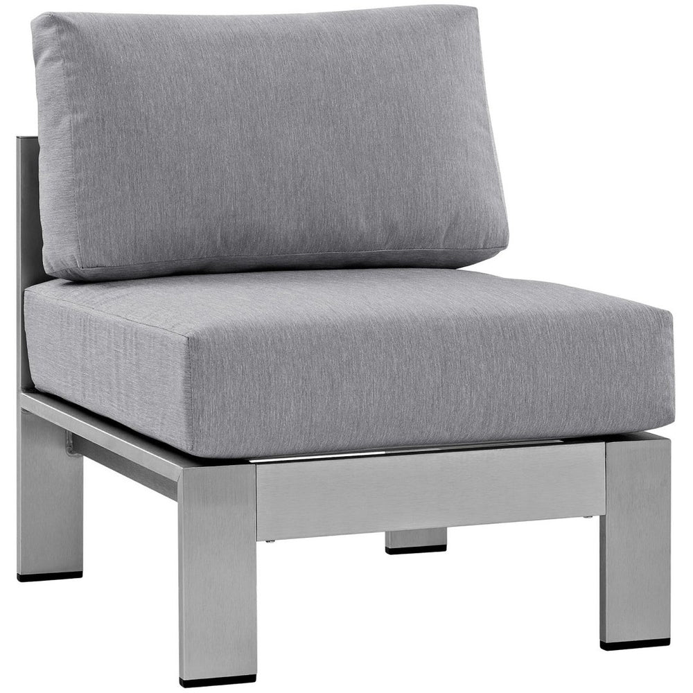 Modway Furniture Shore 3 Piece Outdoor Patio Sectional Sofa Set - Durable Aluminum Frame, Weather-Resistant Comfort Silver Gray EEI-2598-SLV-GRY