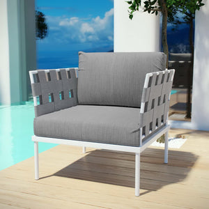 Modway Furniture Harmony Outdoor Patio Armchair - Stylish, Weather-Resistant Aluminum Chair for Relaxed Living Spaces EEI-2602-WHI-GRY