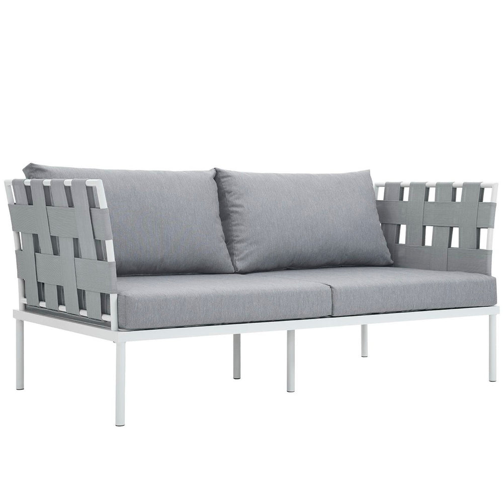 Modway Furniture Harmony Outdoor Patio Loveseat - Modern All-Weather Seating for Stylish Outdoor Relaxation EEI-2603-WHI-GRY