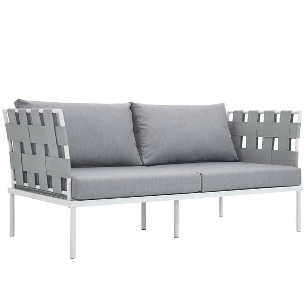 Modway Furniture Harmony Outdoor Patio Loveseat - Modern All-Weather Seating for Stylish Outdoor Relaxation EEI-2603-WHI-GRY