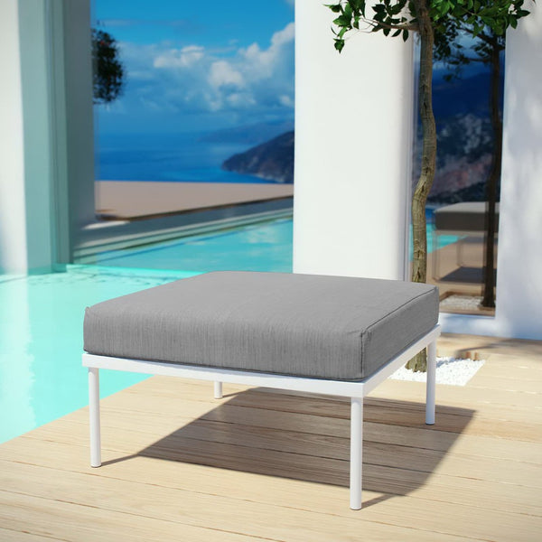 Modway Furniture Harmony Outdoor Patio Ottoman - Weather-Resistant Aluminum, Modern Design for Versatile Comfort EEI-2609-WHI-GRY