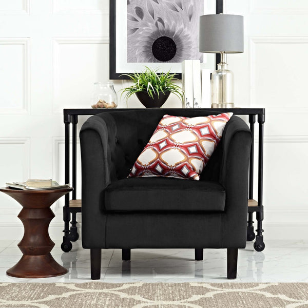 Modway Furniture Prospect Performance Velvet Armchair - Elegant Chesterfield Design with Plush Comfort & Durability EEI-2613-BLK