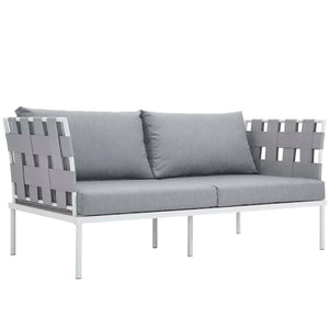 Modway Furniture Harmony 5-Piece Outdoor Sectional Sofa Set - Weather-Resistant Aluminum, Comfortable & Modular Design EEI-2621-WHI-GRY-SET