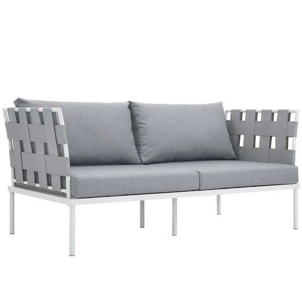 Modway Furniture Harmony 5-Piece Outdoor Sectional Sofa Set - Weather-Resistant Aluminum, Comfortable & Modular Design EEI-2621-WHI-GRY-SET