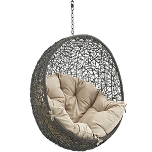Modway Furniture Hide Outdoor Patio Swing Chair - Stylish Hanging Seat for Ultimate Indoor/Outdoor Relaxation Bliss Gray Beige EEI-2654-GRY-BEI