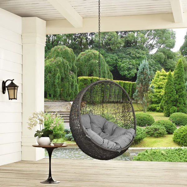Modway Furniture Hide Outdoor Patio Swing Chair - Stylish Hanging Seat for Ultimate Indoor/Outdoor Relaxation Bliss Gray Gray EEI-2654-GRY-GRY