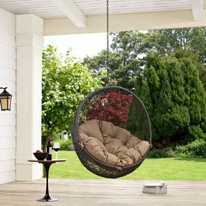 Modway Furniture Hide Outdoor Patio Swing Chair - Stylish Hanging Seat for Ultimate Indoor/Outdoor Relaxation Bliss Gray Mocha EEI-2654-GRY-MOC