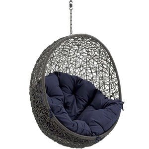 Modway Furniture Hide Outdoor Patio Swing Chair - Stylish Hanging Seat for Ultimate Indoor/Outdoor Relaxation Bliss Gray Navy EEI-2654-GRY-NAV