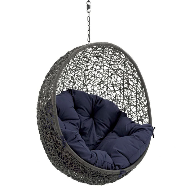 Modway Furniture Hide Outdoor Patio Swing Chair - Stylish Hanging Seat for Ultimate Indoor/Outdoor Relaxation Bliss Gray Navy EEI-2654-GRY-NAV