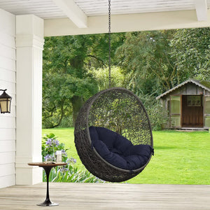 Modway Furniture Hide Outdoor Patio Swing Chair - Stylish Hanging Seat for Ultimate Indoor/Outdoor Relaxation Bliss Gray Navy EEI-2654-GRY-NAV