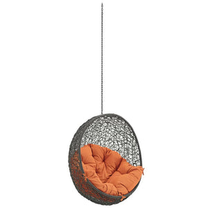 Modway Furniture Hide Outdoor Patio Swing Chair - Stylish Hanging Seat for Ultimate Indoor/Outdoor Relaxation Bliss Gray Orange EEI-2654-GRY-ORA