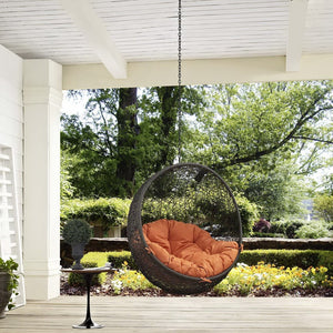 Modway Furniture Hide Outdoor Patio Swing Chair - Stylish Hanging Seat for Ultimate Indoor/Outdoor Relaxation Bliss Gray Orange EEI-2654-GRY-ORA