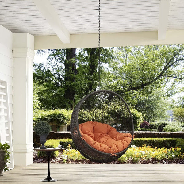 Modway Furniture Hide Outdoor Patio Swing Chair - Stylish Hanging Seat for Ultimate Indoor/Outdoor Relaxation Bliss Gray Orange EEI-2654-GRY-ORA