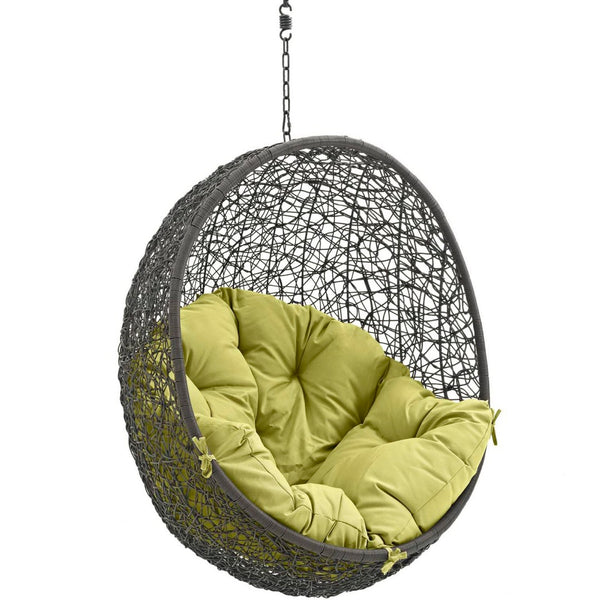 Modway Furniture Hide Outdoor Patio Swing Chair - Stylish Hanging Seat for Ultimate Indoor/Outdoor Relaxation Bliss Gray Peridot EEI-2654-GRY-PER