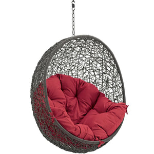 Modway Furniture Hide Outdoor Patio Swing Chair - Stylish Hanging Seat for Ultimate Indoor/Outdoor Relaxation Bliss Gray Red EEI-2654-GRY-RED