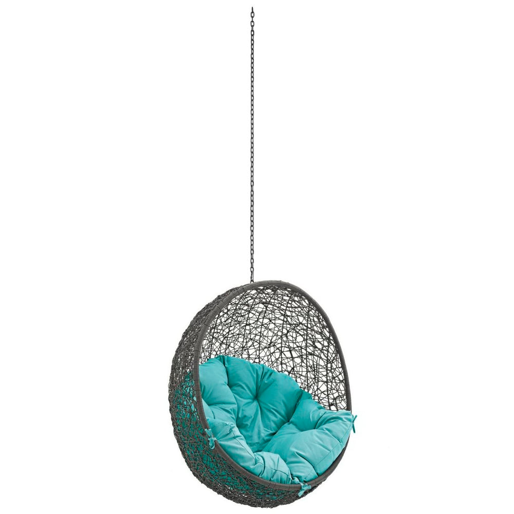 Modway Furniture Hide Outdoor Patio Swing Chair - Stylish Hanging Seat for Ultimate Indoor/Outdoor Relaxation Bliss Gray Turquoise EEI-2654-GRY-TRQ