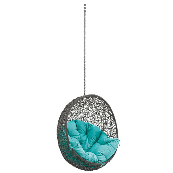 Modway Furniture Hide Outdoor Patio Swing Chair - Stylish Hanging Seat for Ultimate Indoor/Outdoor Relaxation Bliss Gray Turquoise EEI-2654-GRY-TRQ
