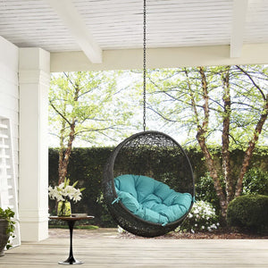 Modway Furniture Hide Outdoor Patio Swing Chair - Stylish Hanging Seat for Ultimate Indoor/Outdoor Relaxation Bliss Gray Turquoise EEI-2654-GRY-TRQ