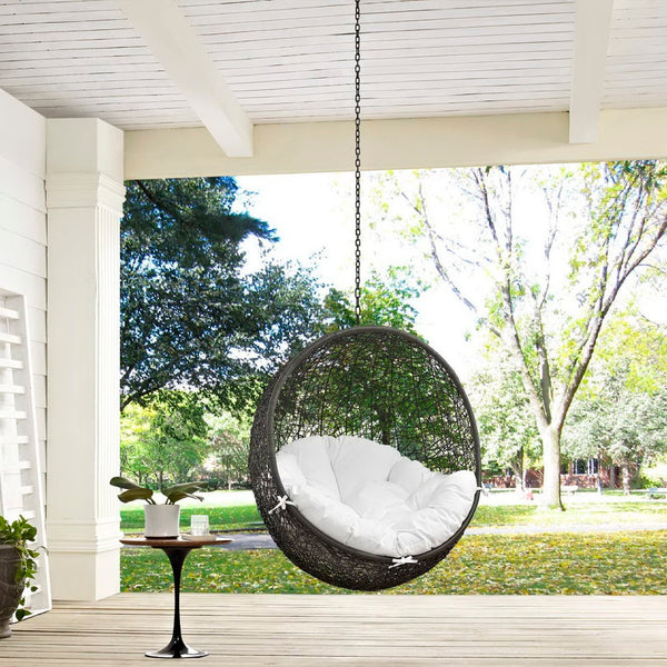 Modway Furniture Hide Outdoor Patio Swing Chair - Stylish Hanging Seat for Ultimate Indoor/Outdoor Relaxation Bliss Gray White EEI-2654-GRY-WHI